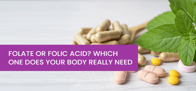 Folate and folic acid supplements with green leaf, wellness and vitality from Phlox